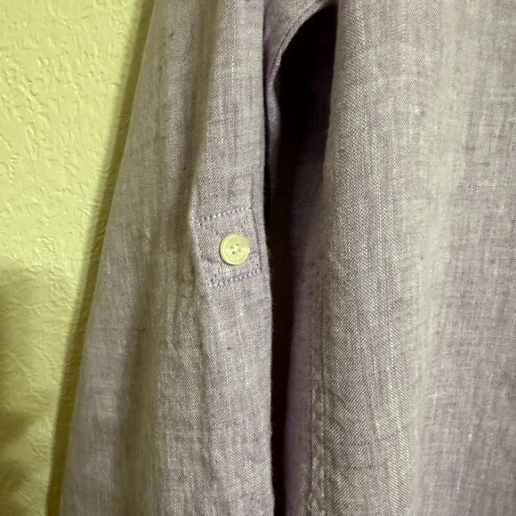 Talbots Lilac, 100% Linen, Button Down Shirt, Size M - Picture 5 of 16